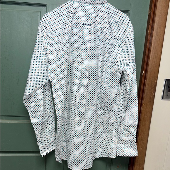 Ariat White Button-Down Shirt with Multi-Color Dot Print - Picture 6 of 6